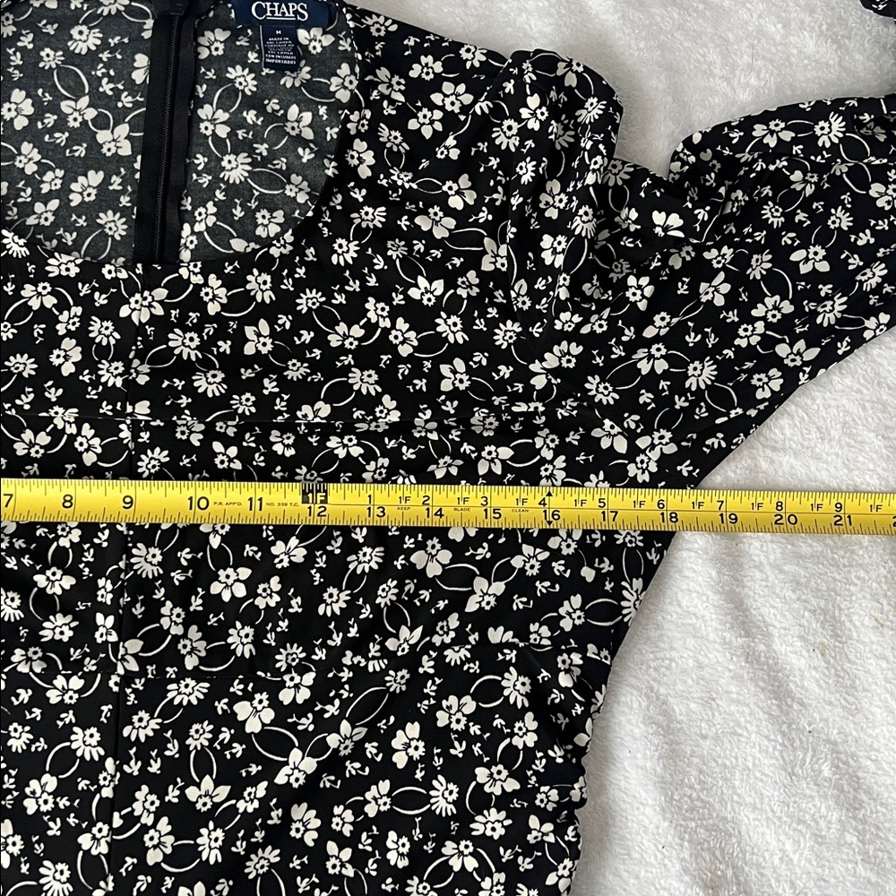 Chaps Women’s Floral Lightweight Long Sleeve Black Dress - M - Picture 5 of 11